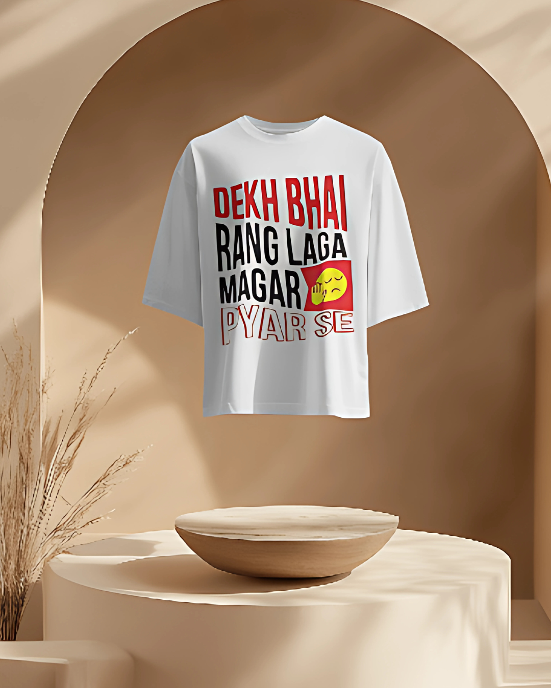 Holi Printed T-Shirt – "Dekh Bhai, Rang Laga Magar Pyar Se